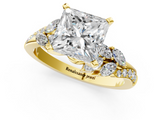 Yellow gold Princess Solitaire Marquise Twist Band with Six-Prong Setting_82
