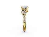 Yellow gold Princess Solitaire Marquise Twist Band with Six-Prong Setting_83