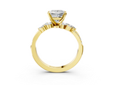 Yellow gold Princess Solitaire Marquise Twist Band with Six-Prong Setting_84
