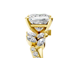 Yellow gold Princess Solitaire Marquise Twist Band with Six-Prong Setting_86