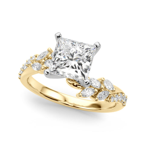 Yellow gold Princess Solitaire Marquise Twist Band with Six-Prong Setting