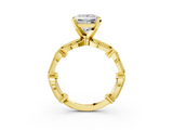 Yellow gold Princess Solitaire Milgrain Diamond Engagement Ring with Bezel and Marquise Band_156