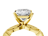 Yellow gold Princess Solitaire Milgrain Diamond Engagement Ring with Bezel and Marquise Band_157