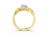 Yellow gold Princess Solitaire Milgrain Leaf Band with Prong Setting_15