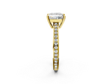 Yellow gold Princess Solitaire Pavé Band Prong Setting Ring_22
