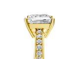 Yellow gold Princess Solitaire Pavé Band Prong Setting Ring_25
