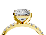 Yellow gold Princess Solitaire Pavé Band with Four-Prong Setting_177
