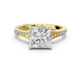 Yellow gold Princess Solitaire Pavé Band with Four-Prong Setting_53