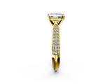 Yellow gold Princess Solitaire Pavé Diamond Engagement Ring with Four-Prong Setting_126