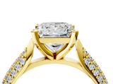 Yellow gold Princess Solitaire Pavé Diamond Engagement Ring with Four-Prong Setting_128