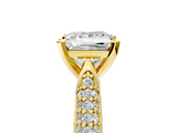 Yellow gold Princess Solitaire Pavé Diamond Engagement Ring with Four-Prong Setting_129
