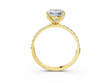 Yellow gold Princess Solitaire Pavé Diamond Engagement Ring with Four-Prong Setting_48