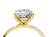 Yellow gold Princess Solitaire Pavé Diamond Engagement Ring with Four-Prong Setting_49