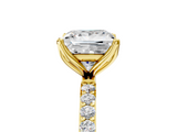 Yellow gold Princess Solitaire Pavé Diamond Engagement Ring with Four-Prong Setting_50