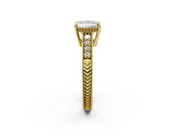 Yellow gold Princess Solitaire Pavé Diamond Milgrain Engagement Ring with Four-Prong Setting_8