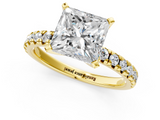 Yellow gold Princess Solitaire Pave Diamond Engagement Ring with Four-Prong Setting_232