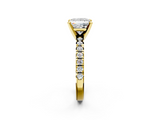 Yellow gold Princess Solitaire Pave Diamond Engagement Ring with Four-Prong Setting_233