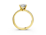 Yellow gold Princess Solitaire Pave Diamond Engagement Ring with Four-Prong Setting_234