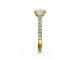 Yellow gold Princess Solitaire Pave Diamond Engagement Ring with Prong Setting_34