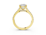 Yellow gold Princess Solitaire Pave Diamond Engagement Ring with Prong Setting_35