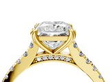 Yellow gold Princess Solitaire Pave Diamond Engagement Ring with Prong Setting_36