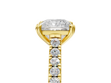 Yellow gold Princess Solitaire Pave Diamond Engagement Ring with Prong Setting_37