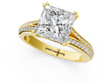 Yellow gold Princess Solitaire Pave Split Shank Engagement Ring with Six-Prong Setting_46