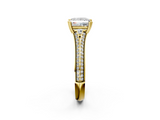 Yellow gold Princess Solitaire Pave Split Shank Engagement Ring with Six-Prong Setting_47