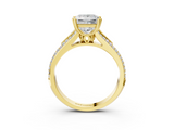 Yellow gold Princess Solitaire Pave Split Shank Engagement Ring with Six-Prong Setting_48