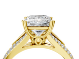 Yellow gold Princess Solitaire Pave Split Shank Engagement Ring with Six-Prong Setting_49