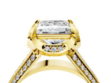 Yellow gold Princess Solitaire Pave Split Shank Ring with Four-Prong Setting_91