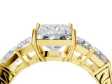 Yellow gold Princess Solitaire Princess Side Stone Engraved Band Prong Setting Ring_7