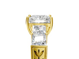 Yellow gold Princess Solitaire Princess Side Stone Engraved Band Prong Setting Ring_8