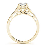 Yellow gold Princess Solitaire Prong Set Diamond Engagement Ring with Pave Band 2