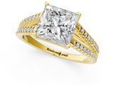 Yellow gold Princess Solitaire Split Shank Pavé Diamond Engagement Ring_324