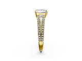 Yellow gold Princess Solitaire Split Shank Pavé Diamond Engagement Ring_325