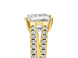 Yellow gold Princess Solitaire Split Shank Pavé Diamond Engagement Ring_328