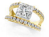 Yellow gold Princess Solitaire Split Shank Pave Diamond Ring_50