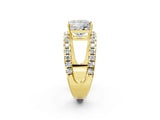 Yellow gold Princess Solitaire Split Shank Pave Diamond Ring_51