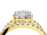 Yellow gold Princess Solitaire Split Shank Pave Diamond Ring_53