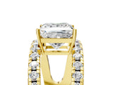 Yellow gold Princess Solitaire Split Shank Pave Diamond Ring_54