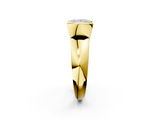 Yellow gold Princess Solitaire Tension Set Diamond Ring with Wide Band_17