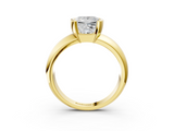 Yellow gold Princess Solitaire Tension Set Diamond Ring with Wide Band_18