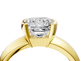 Yellow gold Princess Solitaire Tension Set Diamond Ring with Wide Band_19