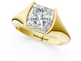 Yellow gold Princess Solitaire Tension Set Diamond Ring_21