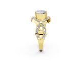 Yellow gold Princess Solitaire Twist Band Pavé Diamond Engagement Ring_35