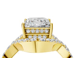 Yellow gold Princess Solitaire Twist Band Pavé Diamond Engagement Ring_37