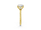 Yellow gold Princess Solitaire Twist Band Ring with Four-Prong Setting_70
