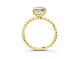 Yellow gold Princess Solitaire Twist Band Ring with Four-Prong Setting_71
