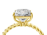 Yellow gold Princess Solitaire Twist Band Ring with Four-Prong Setting_72